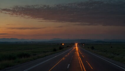 The solitude of a driver on an endless highway at twilight ai_generated