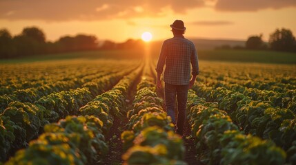 Fototapeta premium man walking in the field