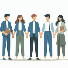 illustration of teamwork people holding hands. cooperative concept. business, leadership, volunteer, unity.