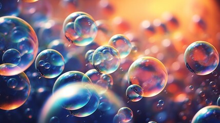 Colorful Bubbles Floating Against a Luminous Background with Soft Iridescent Hues