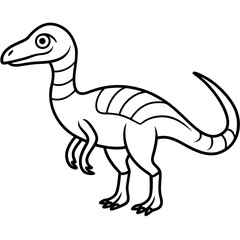 Fototapeta premium Line art of Hypsilophodon vector silhouette