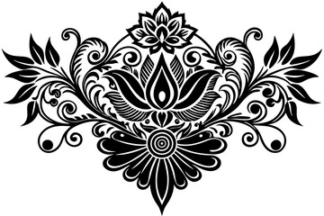 vintage style featuring floral shapes and ornaments vector silhouette