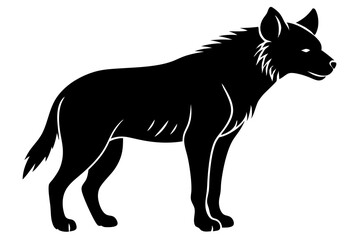 Fototapeta premium Hyena silhouette black vector illustration white background