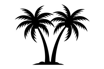 Obraz premium 2 coconut tree silhouette vector illustration