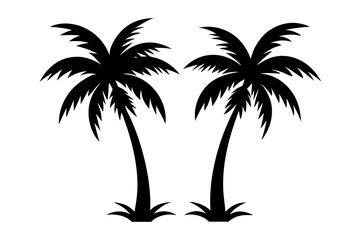 Fototapeta premium 2 coconut tree silhouette vector illustration