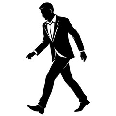 Vector silhouette of walking man with arms swinging