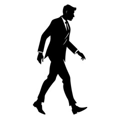 Vector silhouette of walking man with arms swinging