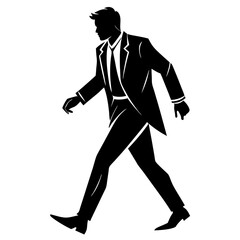 Vector silhouette of walking man with arms swinging
