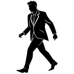 Vector silhouette of walking man with arms swinging