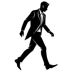 Vector silhouette of walking man with arms swinging