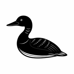 Loon black silhouette an white background