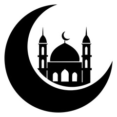 Moon with Mosque laser cutting vector silhouette 