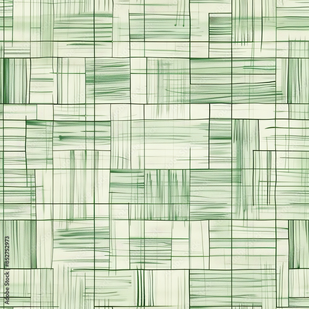 Leinwandbilder A digital illustration of an abstract pattern with overlapping green rectangles on a white background. The rectangles are made up of horizontal and vertical lines, creating a geometric and textured ef