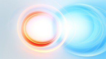 Abstract Art Featuring Glowing Red and Blue Orbs with Light Swirls and Gradient Effects
