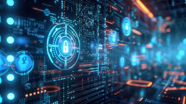 Cybersecurity and information or network protection. Future cyber technology web services for business and internet project