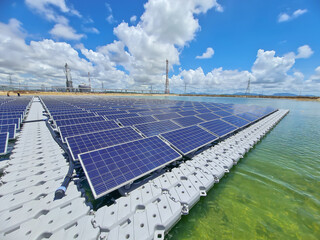solar power plant on floating platforms