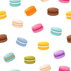 Vector seamless pattern with different colorful macarons.
