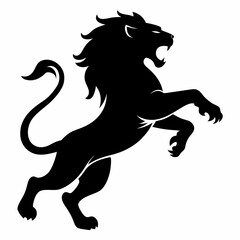 Angry lion in a jump silhouette vector illustration 