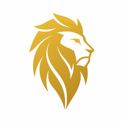 Obraz premium Golden lion head logo on white background