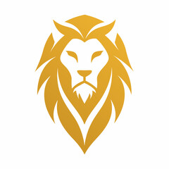 Golden lion head logo on white background