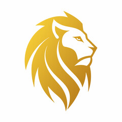 Golden lion head logo on white background