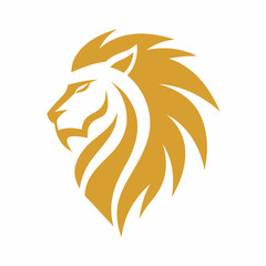 Golden lion head logo on white background