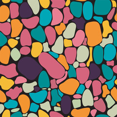 Abstract geometric colorful hexagon shapes, stone seamless pattern.