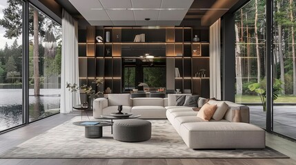Obraz premium Modern Living Room with a View