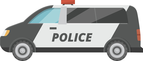 Police van parked on white background, showing its side view with siren on © nsit0108