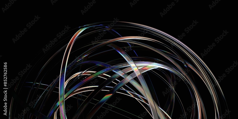 Poster abstract background with rounded lines, 3d render