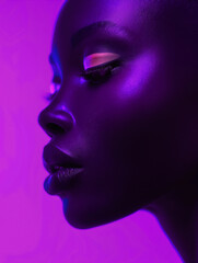 Beautiful black woman with neon lights