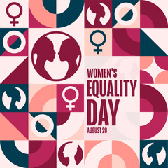 Women's Equality Day. August 26. Holiday concept. Template for background, banner, card, poster with text inscription. Vector EPS10 illustration.