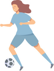 Female soccer player in uniform is running with the ball, a dynamic illustration for sports concepts