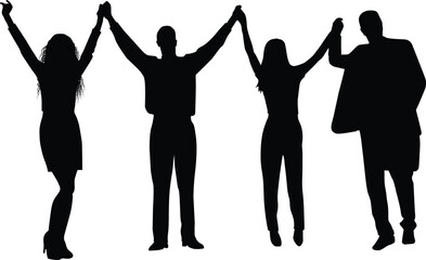 Group of executive man and woman silhouette 