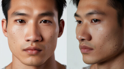 Close up portrait of beautiful Japanese male model in 20s 