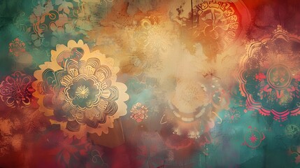 boho background with abstract design background. vintage boho background with dull colors genrated by AI.



