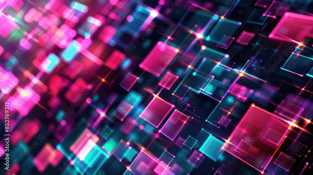 Poster a colorful background with many squares of different colors. the squares are arranged in a way that 
