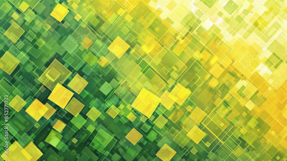 Leinwandbilder a green and yellow background with squares of different sizes. the squares are arranged in a way tha