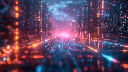 Naklejka premium video player , anime style high contrast colors, pink and blue colors in a dark setting, sometime a touch of orange