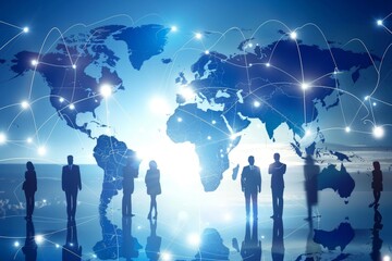 Global business networking  analysis, recruitment, outsourcing, service, teamwork, strategy, tech