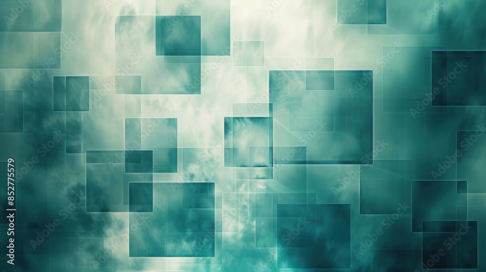 Leinwandbilder A blue and white background with squares of different sizes. The squares are arranged in a way that creates a sense of movement and depth. Scene is calm and serene, with the blue