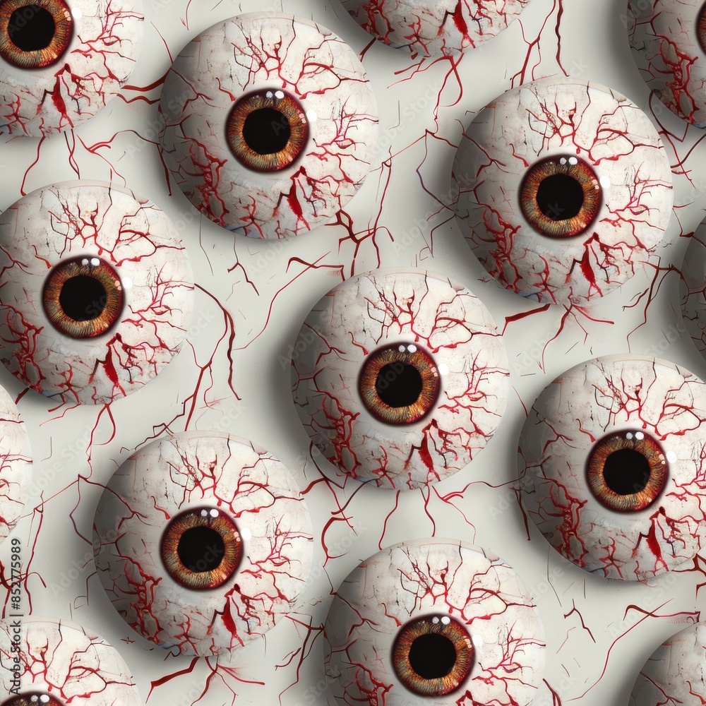 Aufkleber a digital image displaying multiple bloodshot eyeballs on a white background. the eyeballs are rende