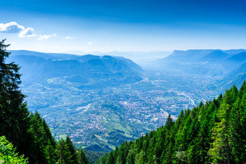 Fototapeta premium Hiking Hochmuth Southtyrol near Dorf Tirol. With sights over Meran.