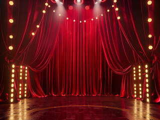 Regal stage show velvet red drapes opulent backdrop royal party photobooth empty theatre fabric draping background theatrical royal theatrical grand lux victorian Old Hollywood blank opera play set