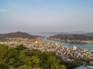 Naklejka premium 【広島県】千光寺頂上展望台から見た夕暮れ