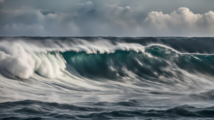 big and powerful waves in the middle of the ocean