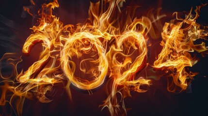 Fototapeta premium A picture of a firey number that says 2024 on it, AI