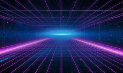 Retro Futuristic Grid Pathway