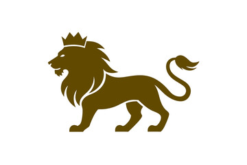  Lion head logo with wear crown vector illustration 