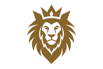 Obraz premium Lion head logo with wear crown vector illustration 